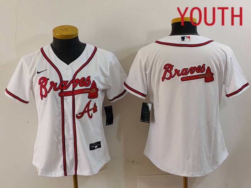 Youth Atlanta Braves Blank White Game 2024 Nike MLB Jersey style 2